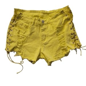 Yellow Side String Shorts